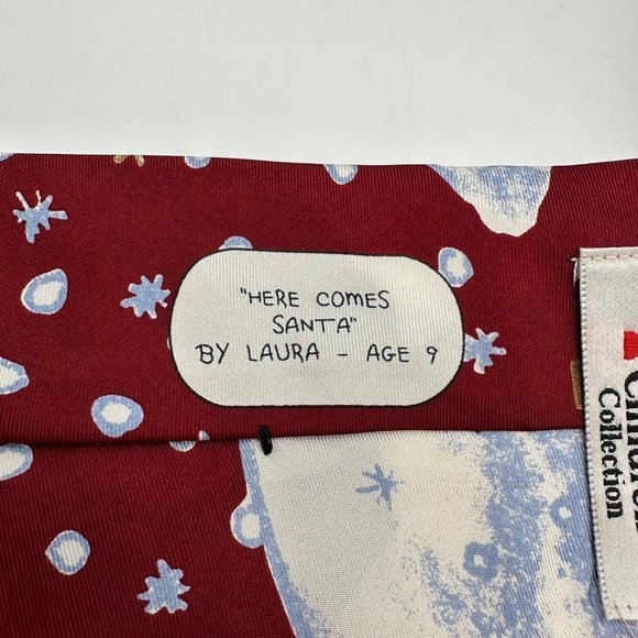 Save The Children Neck Tie Mens 100% Silk Red Here Comes Santa Christmas Holiday - Picture 8 of 8